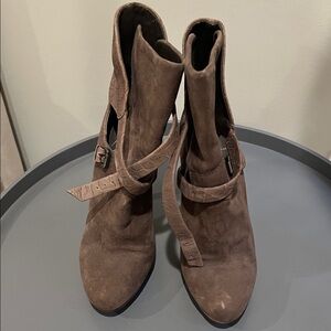 Brian Atwood Taupe Suede Ankle Boots (used)